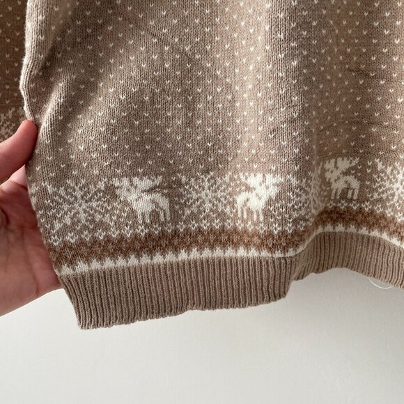 Huntington Ridge Snowflake Pattern Crew Neck Pullover Casual Sweater Brown L - Picture 8 of 10